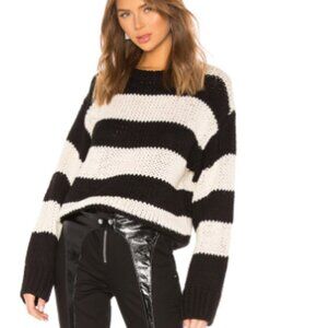 NWT RTA Griffith Oversized Striped Cotton-blend Sweater In Black